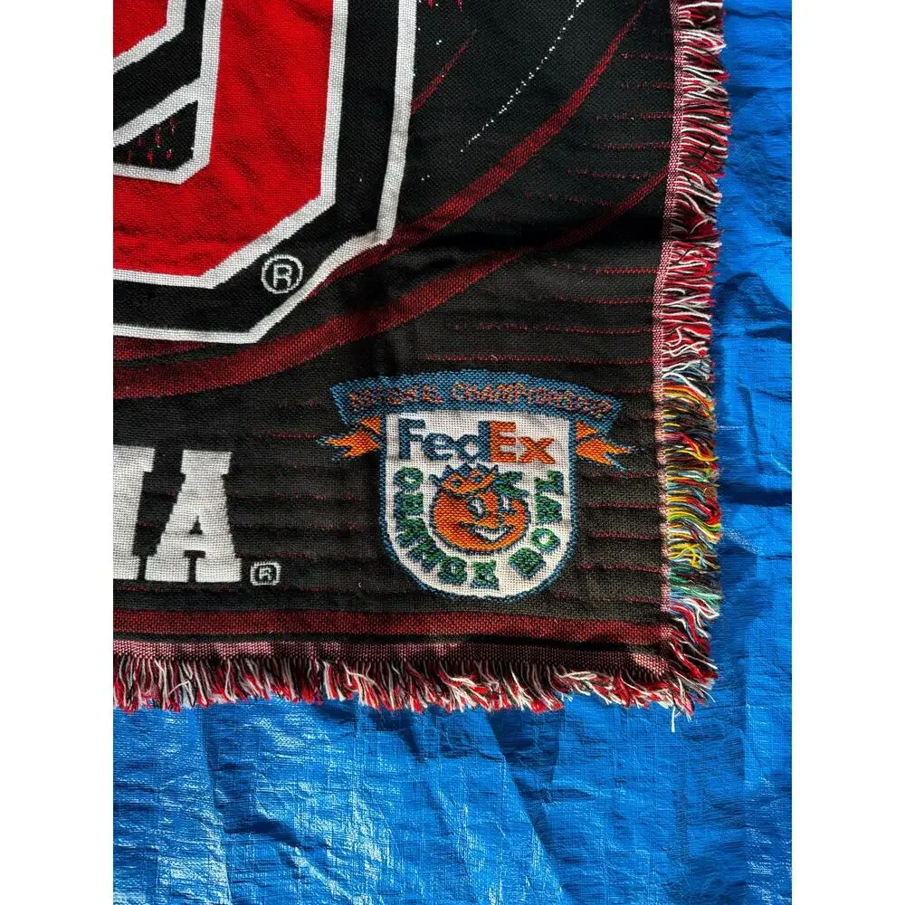 Oklahoma University Vintage Throw Blanket 2000 Champions OU Football Orange Bowl